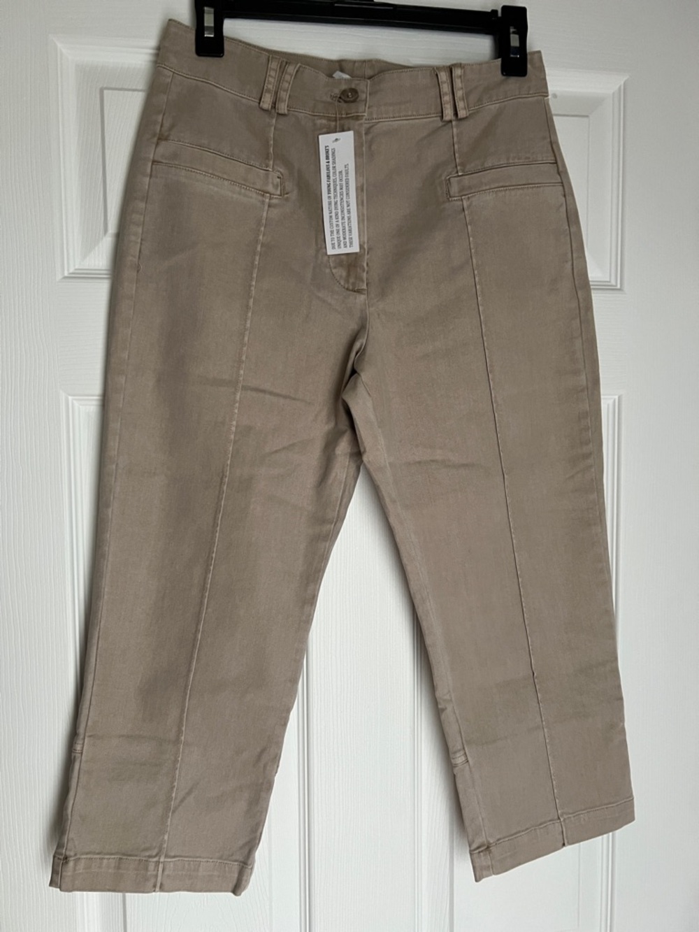 Women's Straight-Leg Tan Crop Pants